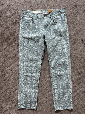 Pilcro Teal Floral Ankle Jeans